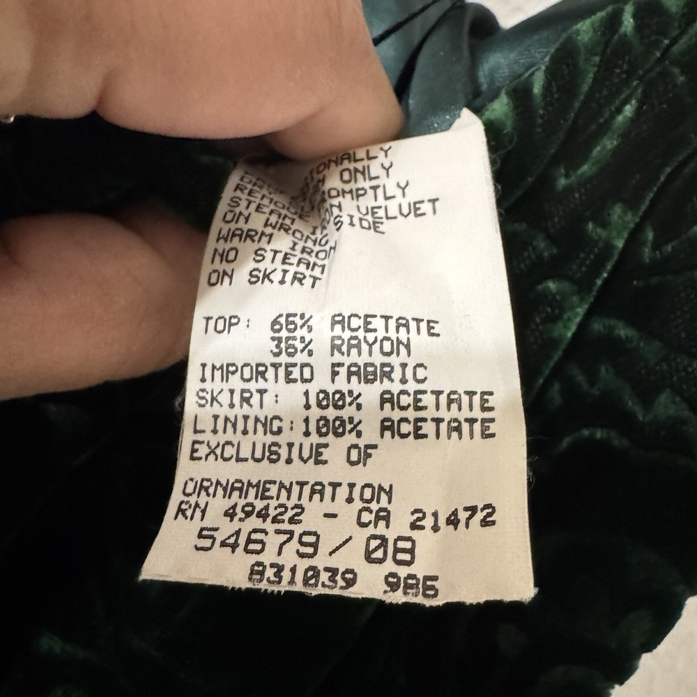 VTG Y2K Cache Jessica McClintock Gown Sz 6 Emerald Green Velvet Corset Prom Ball - Picture 4 of 10